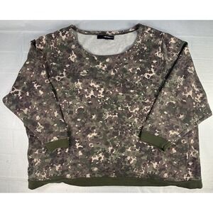 Denim 24 7 Sweater Womens 2XL Camo Sweatshirt Crewneck - Fleece